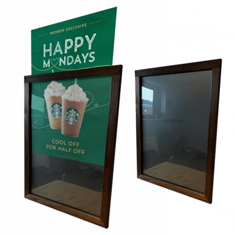 Wood Framed Slide In Poster Case and Chalkboard Combined